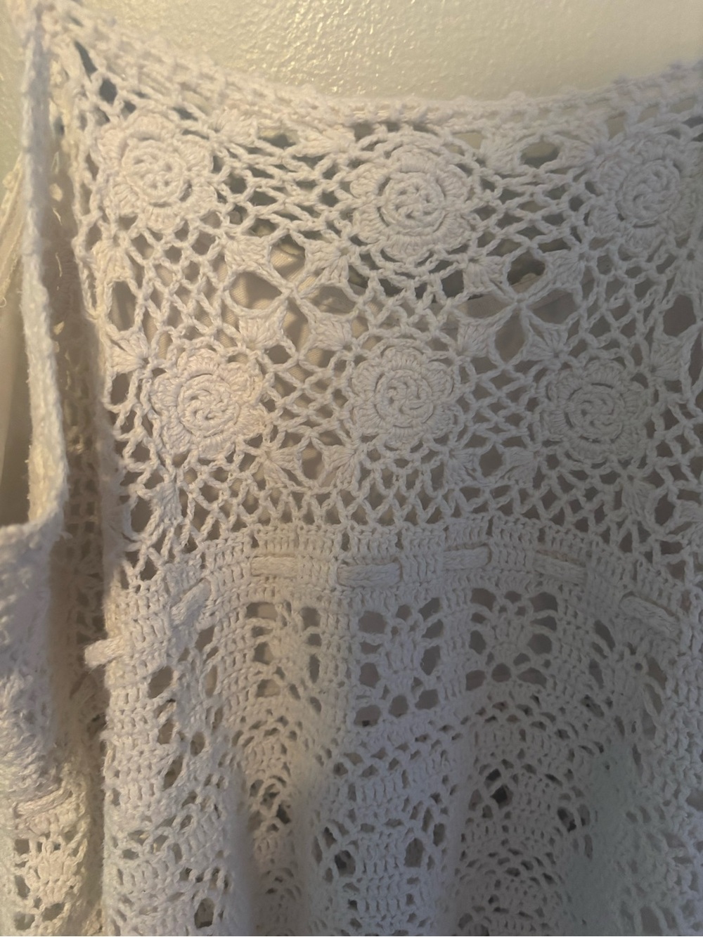 Vintage Cottagecore Bohemian Crochet Lace White Tank Top Prairie Size XL - Picture 7 of 7